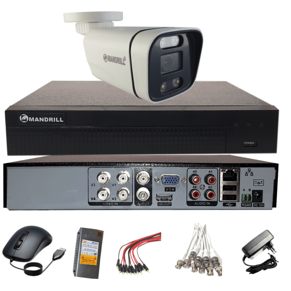 Mandrill® CCTV Camera 2.4 Mega Pixel Color Night Vision 1 Out-Door + 4 Ch DVR Combo Quality Surveillance Kit