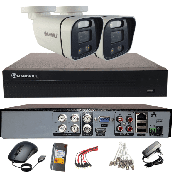 Mandrill® CCTV Camera 2.4 Mega Pixel Color Night Vision 2 Out-Door + 4 Ch DVR Combo Quality Surveillance Kit