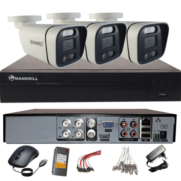 Mandrill® CCTV Camera 2.4 Mega Pixel Color Night Vision 3 Out-Door + 4 Ch DVR Combo Quality Surveillance Kit