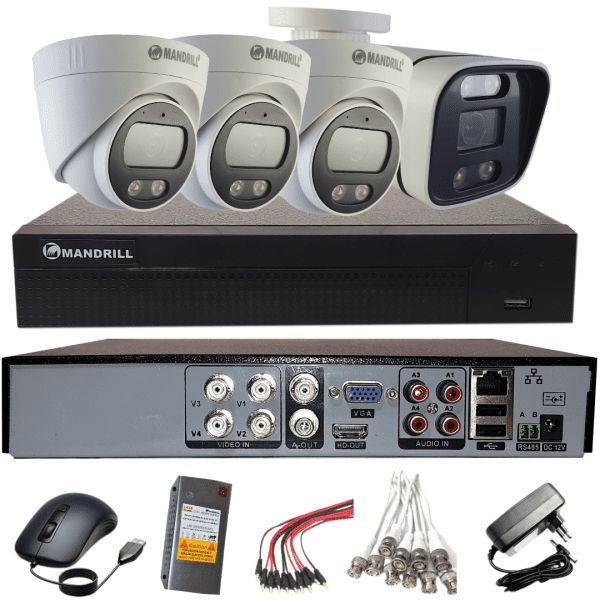 Mandrill® CCTV Camera 2.4 Mega Pixel Color Night Vision 3 In-Door + 1 Out-Door + 4 Ch DVR Combo Quality Surveillance Kit