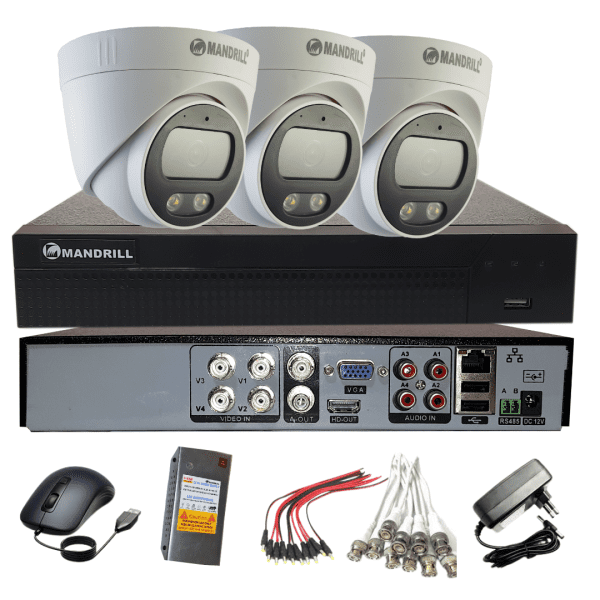Mandrill® CCTV Camera 2.4 Mega Pixel Color Night Vision 3 In-Door + 4 Ch DVR Combo Quality Surveillance Kit