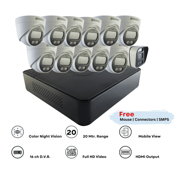 1 bullet 11 dome combo and 16 ch dvr