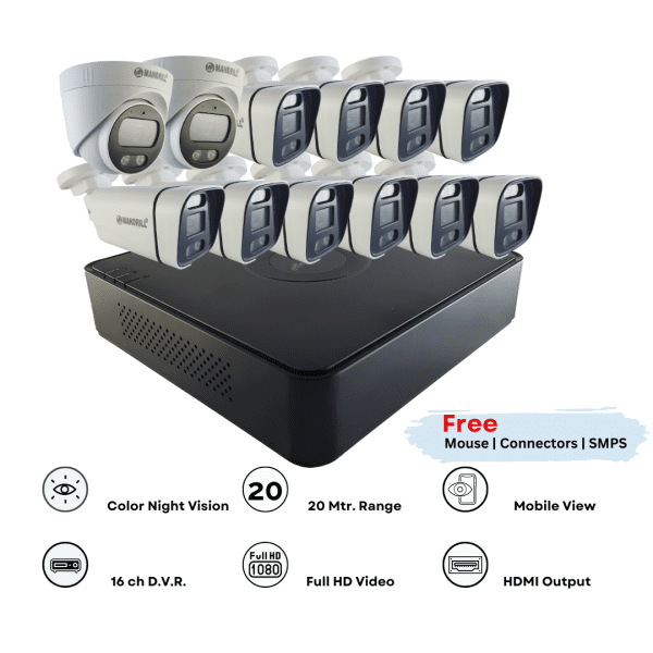 10 bullet 2 dome combo and 16 ch dvr