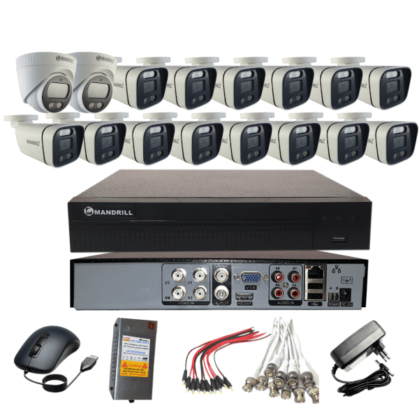Mandrill® 2.4MP CCTV Camera Color Night Vision 2 In Door, 14 Out Door, 16 Ch DVR Surveillance Combo kit