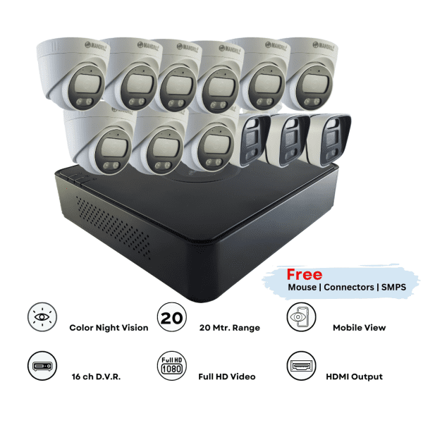 3 bullet 9 dome combo and 16 ch dvr