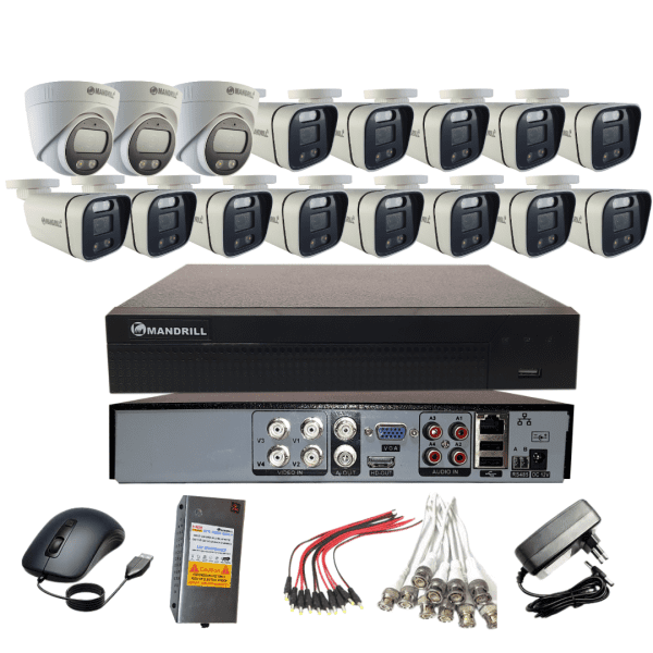 Mandrill® 2.4MP CCTV Camera Color Night Vision 3 In Door, 13 Out Door, 16 Ch DVR Surveillance Combo kit