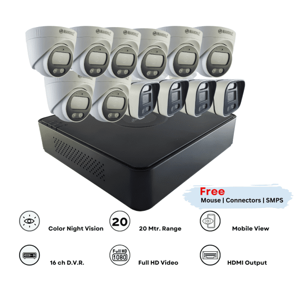 4 bullet 8 dome combo and 16 ch dvr