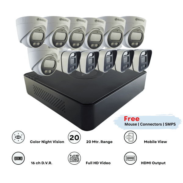 5 bullet 7 dome combo and 16 ch dvr