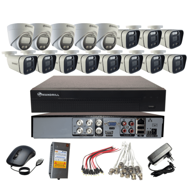 Mandrill® 2.4MP CCTV Camera Color Night Vision 5 In Door, 11 Out Door, 16 Ch DVR Surveillance Combo kit