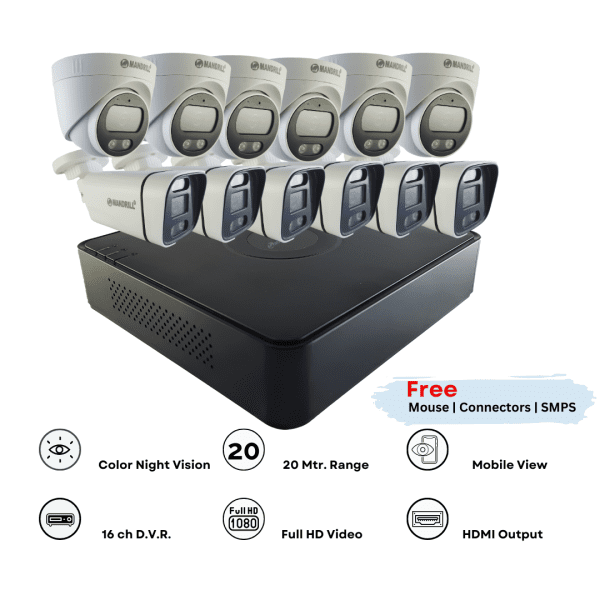 6 bullet 6 dome combo and 16 ch dvr