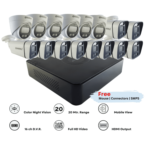 6 dome 10 bullet combo and 16 ch dvr