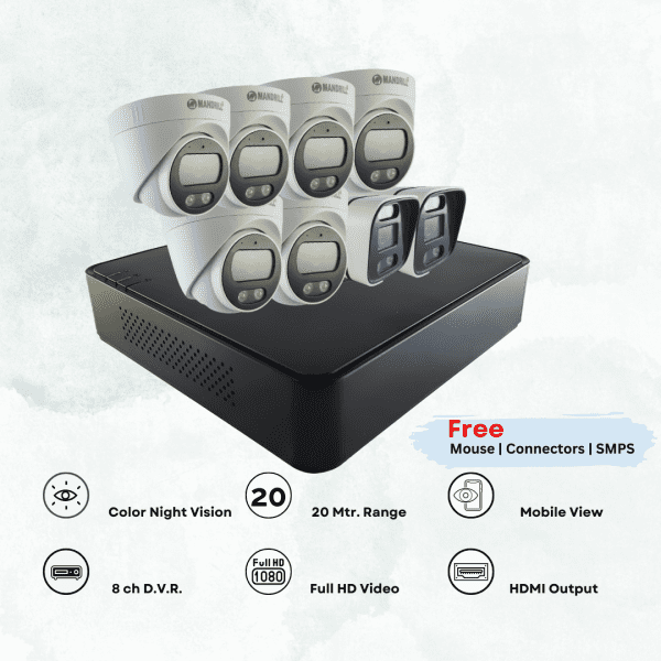 6 dome 2 Bullet combo and 8ch dvr
