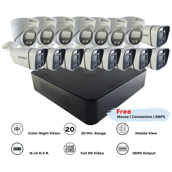 7 dome 9 bullet combo and 16 ch dvr