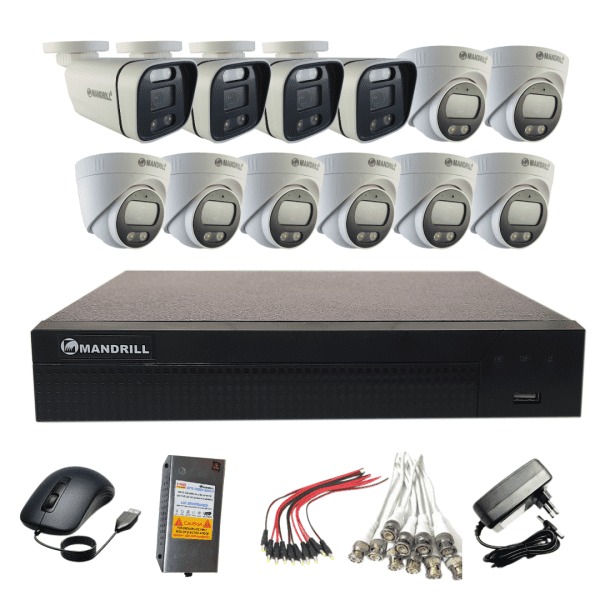 Mandrill® 2.4 MP CCTV Camera Color Night Vision 8 In Door, 4 Out Door, 16 Ch DVR Surveillance Combo kit
