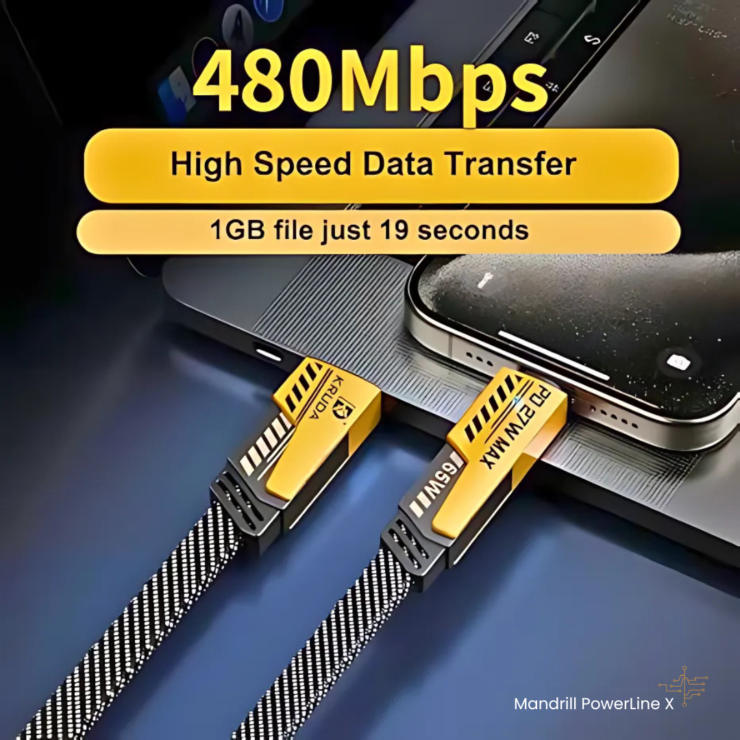 5 Mandrill PowerLine X 4 in 1 Charging Cable Fast Charging 65W, USB C Thunderbolt Port,Type C Lightning,Type A For All iPhones & Laptop - Image 5