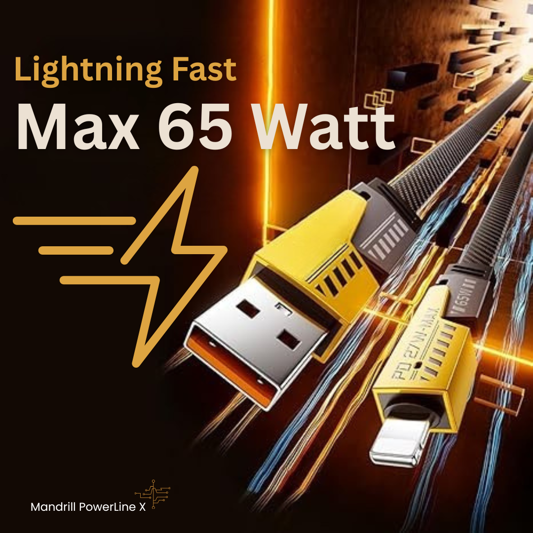 7 Mandrill PowerLine X 4 in 1 Charging Cable Fast Charging 65W, USB C Thunderbolt Port,Type C Lightning,Type A For All iPhones & Laptop - Image 7