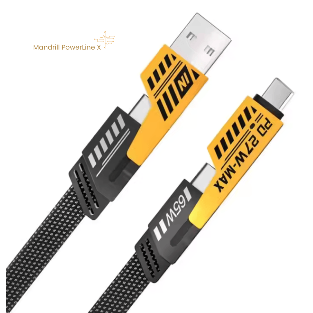 12 Mandrill PowerLine X 4 in 1 Charging Cable Fast Charging 65W, USB C Thunderbolt Port,Type C Lightning,Type A For All iPhones & Laptop - Image 12